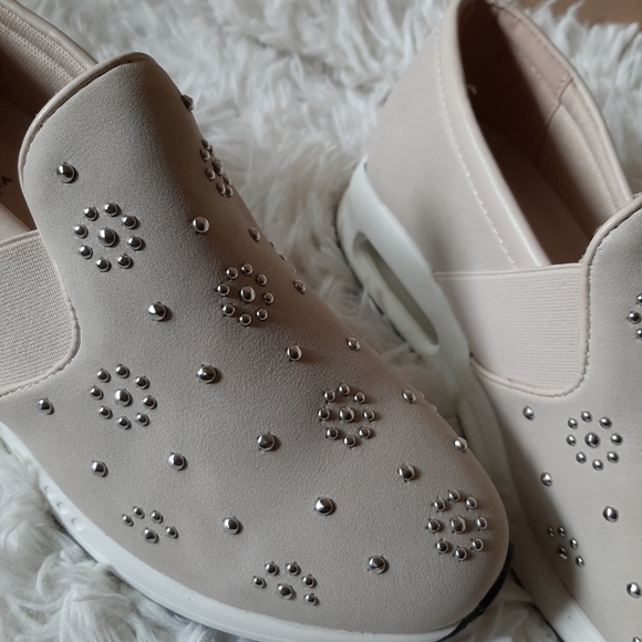 Beige Slip On Sneakers - Picture 2 of 9